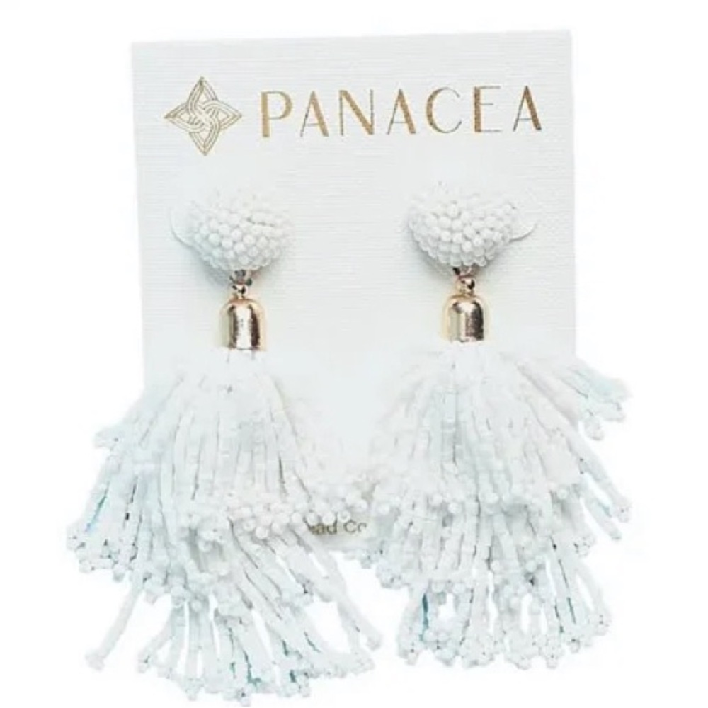 NEW white beaded dangle earrings